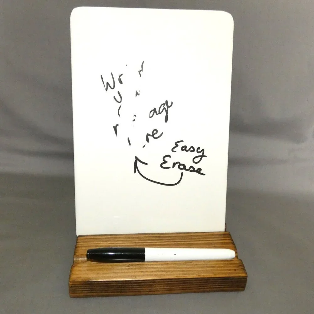 Ceramic Desktop Whiteboard With Wood Stand, 6